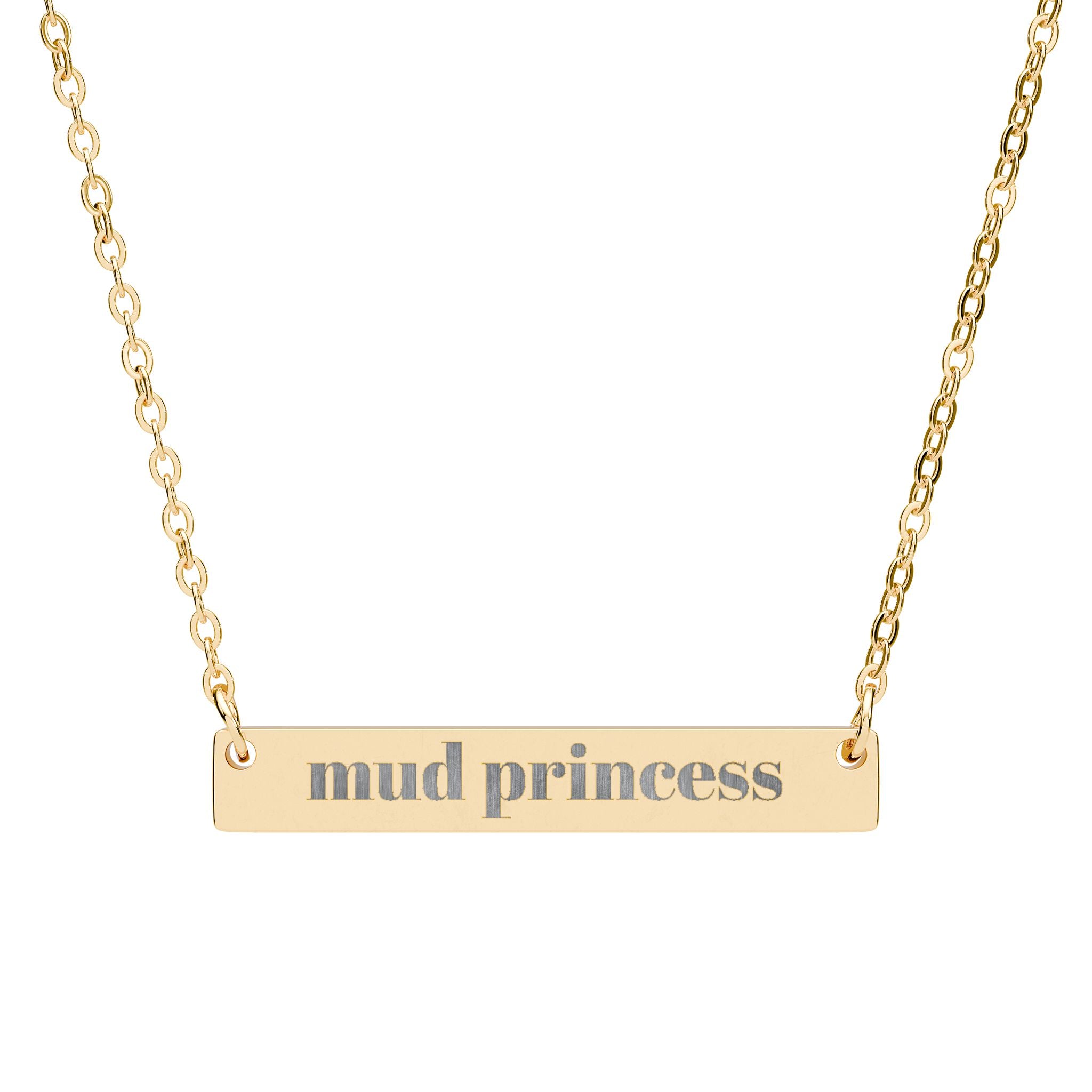 ‘mud princess’ Bar Necklace (Engraving)